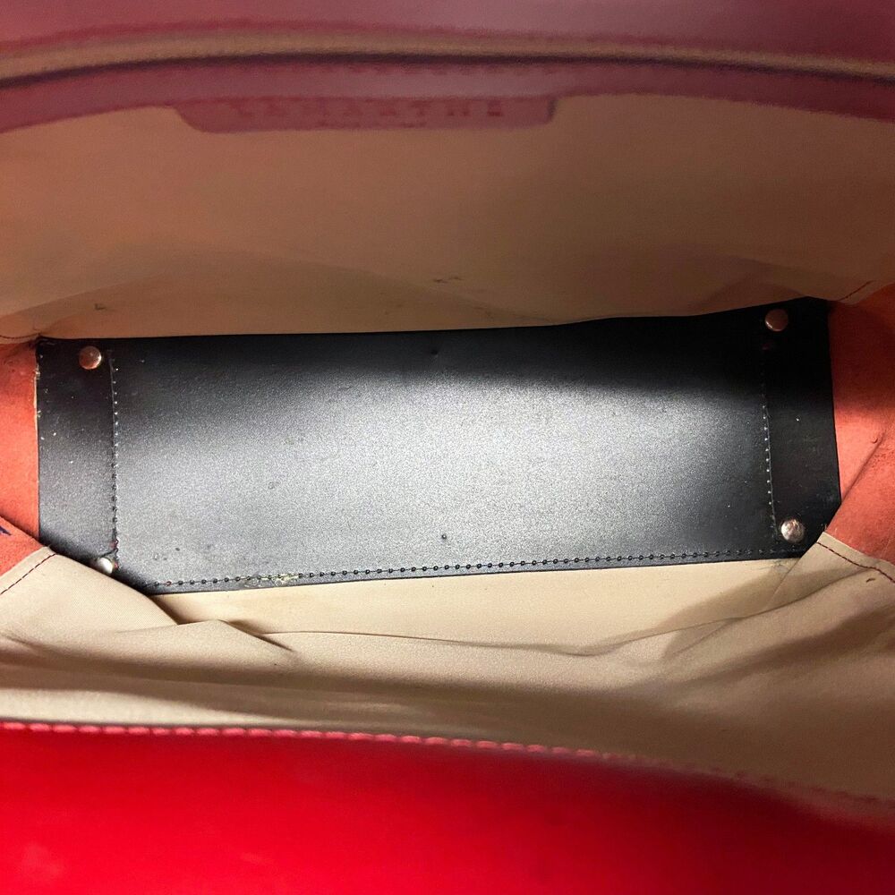 Lamarthe Red Leather Tote Bag Open Top 12"W x 10.5"H x 4.5"D Minimalist Italy - Picture 14 of 16